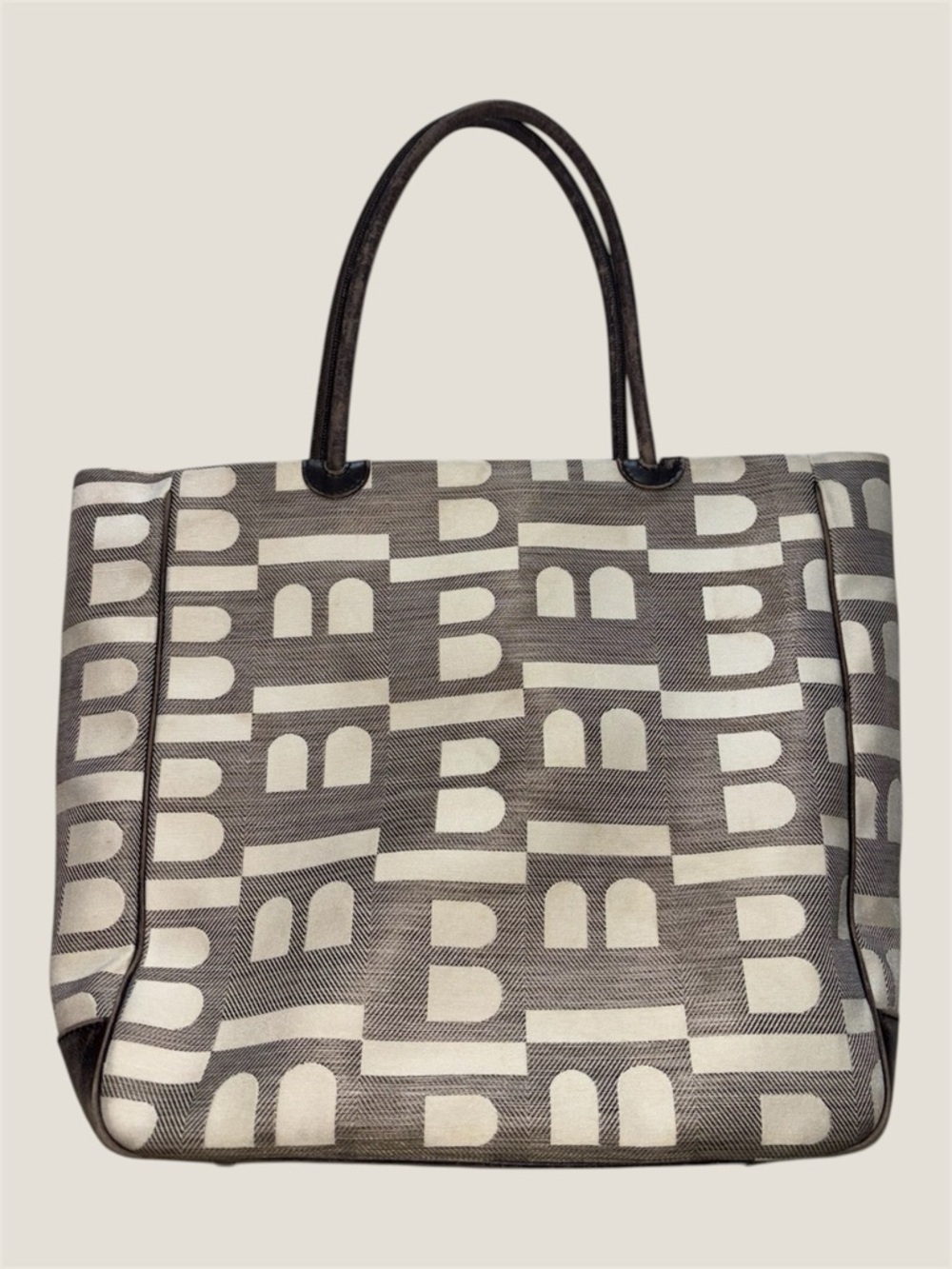 Bally Cream and Brown Tote Bag